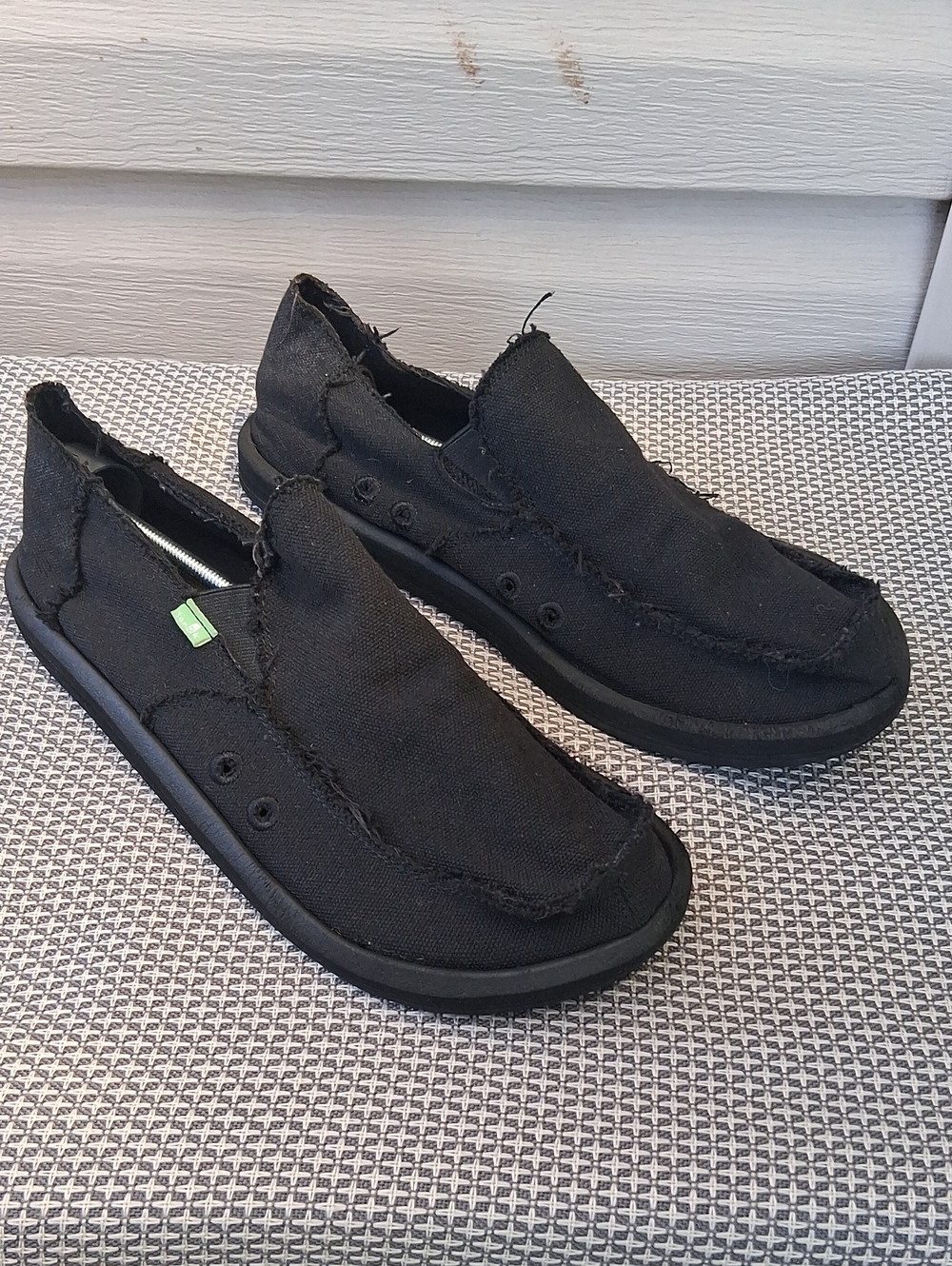 Sanuk Vagabond Black Canvas  SlipOn Loafers Size 11 Lightweight